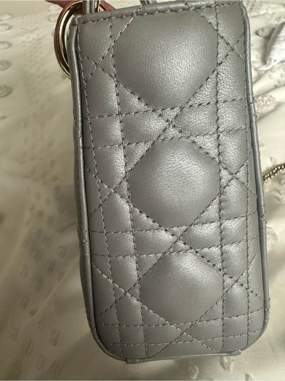 Lady Dior mini-Opaline Gray Pearlescent Cannage eeeLambskin - Picture 5 of 7